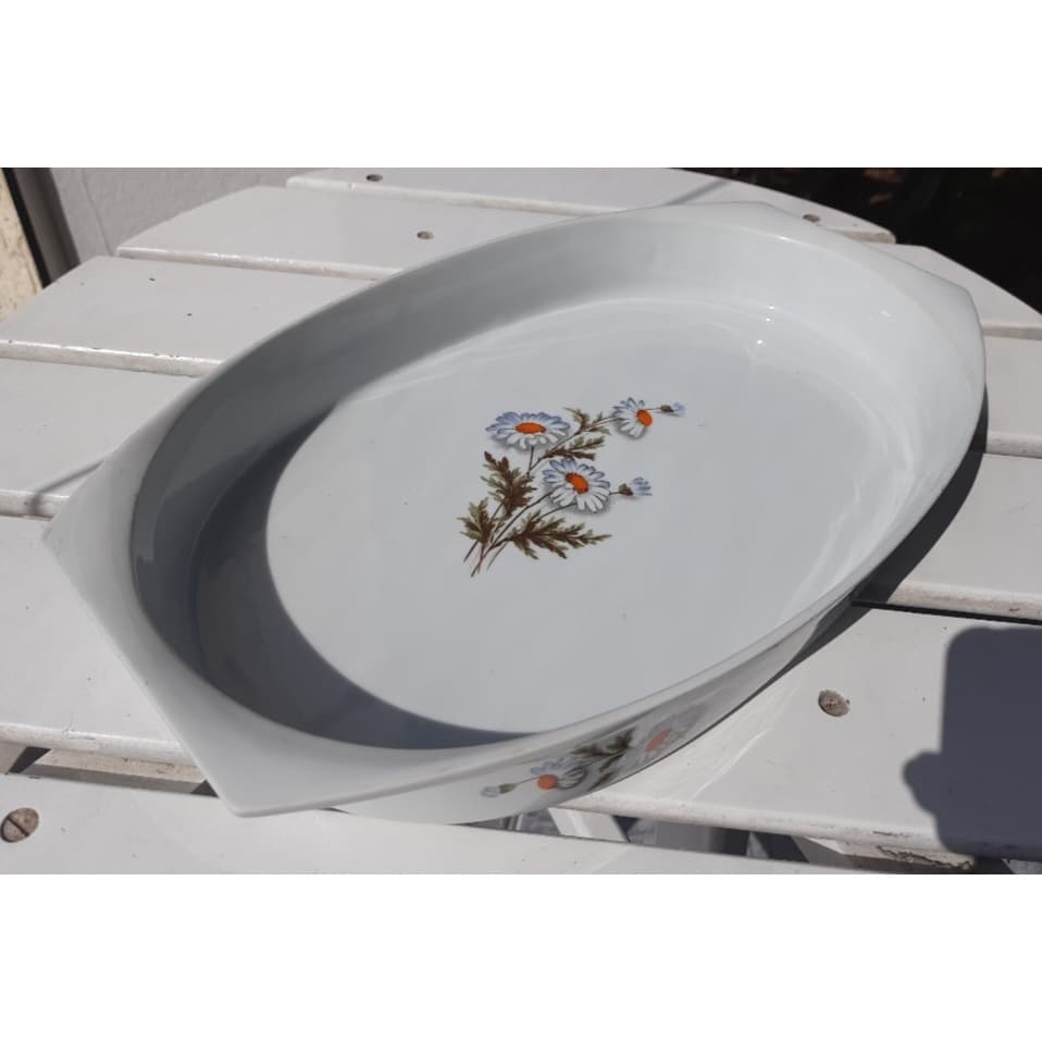 Lasanheira antiga, 40cm x 26cm, travessa em porcelana antiga Real, linha Calorama, Antiguidade