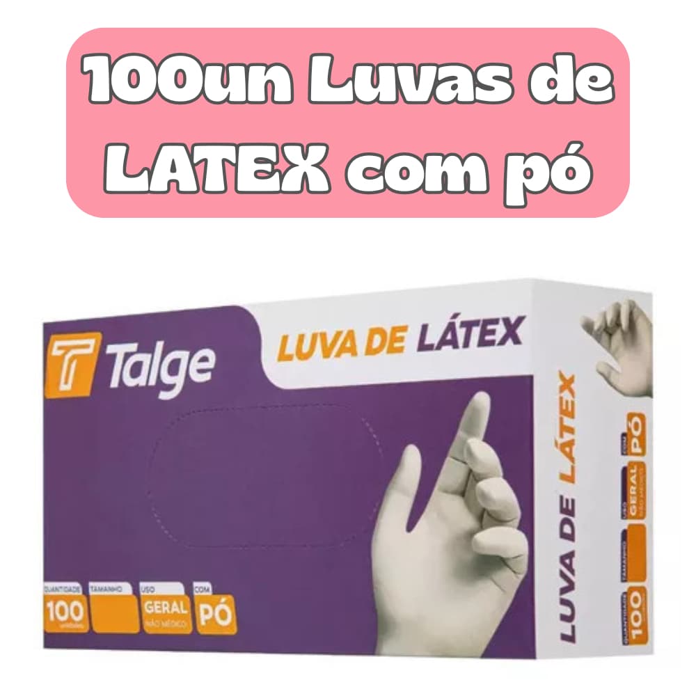 100un Luva de Látex com Pó | Descartável, Higiênica e Segura | Ideal para Estética e Procedimentos