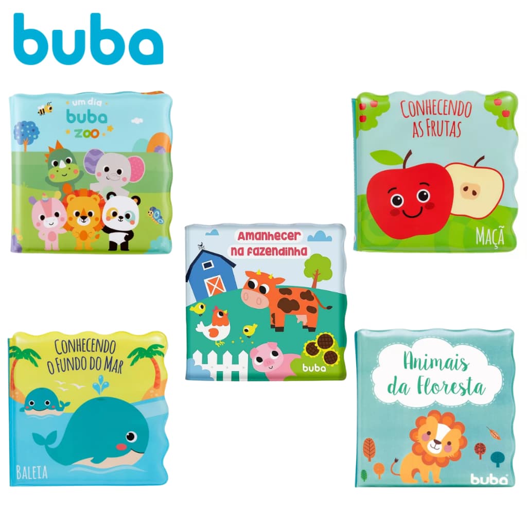 Livro de Banho Buba Animais Floresta Mar Fazendinha Livrinho Educativo Infantil
