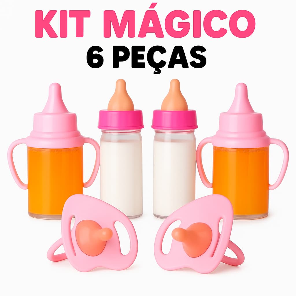Mamadeira Mágica Para Boneca 4 Mamadeira Com Leite Suquinho E 2 Chupetas