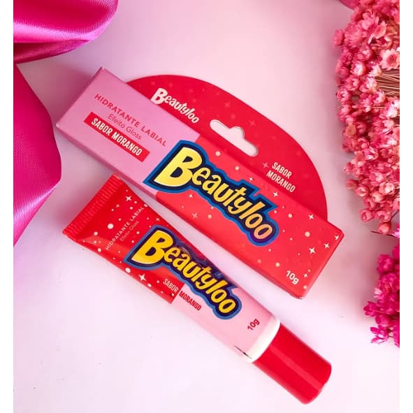 Hidratante Labial Beautyloo Morango – Efeito Gloss Nutriente com Extrato de Morango, Manteiga de Cacau e Vitamina E