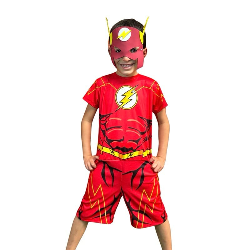 Fantasia lnfantil Do Flash Curta Com Máscara E.v.a