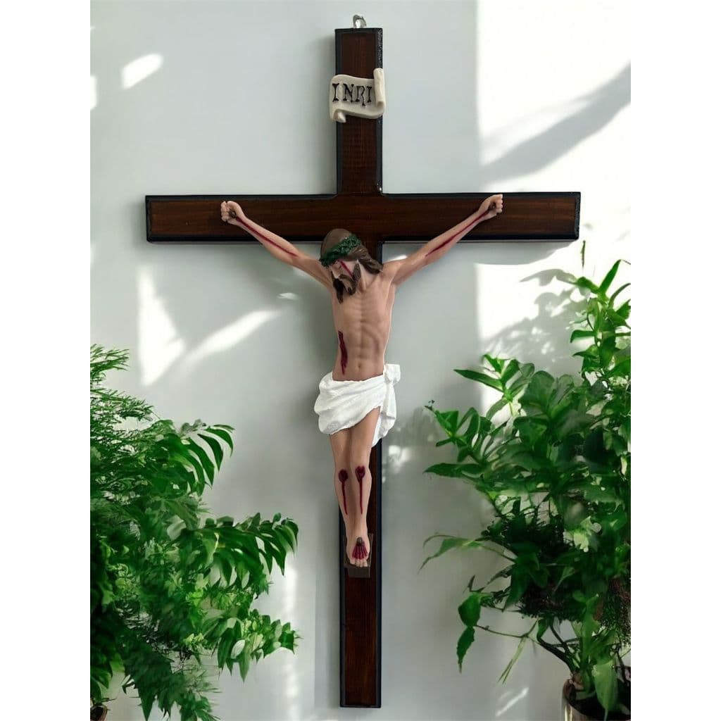 crucifixo resina suporte madeira G