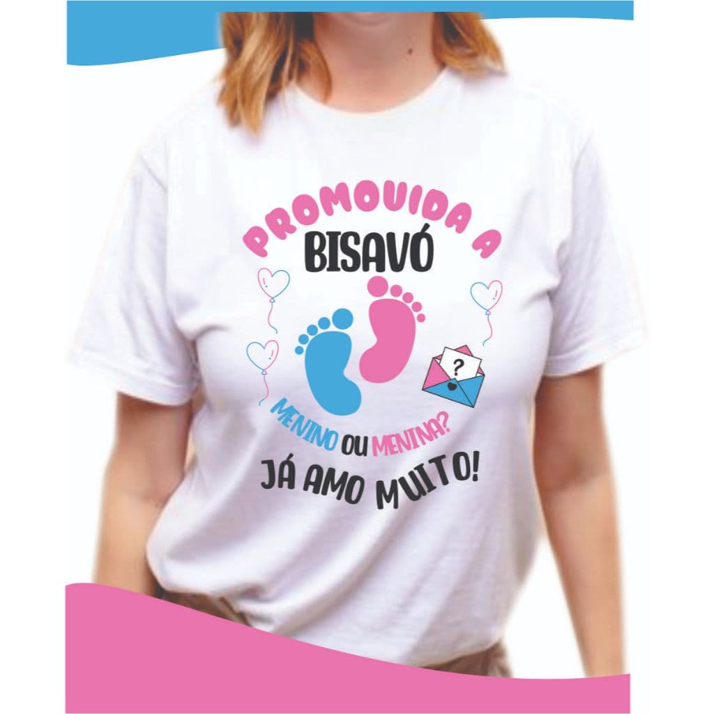 Camisa personalizada promovida a bisavó pezinhos azul e rosa 02023