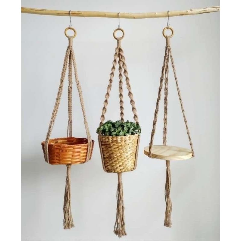Kit Suportes para plantas em Macramê, 3 modelos, cru ou colorido, suporte Macramê
