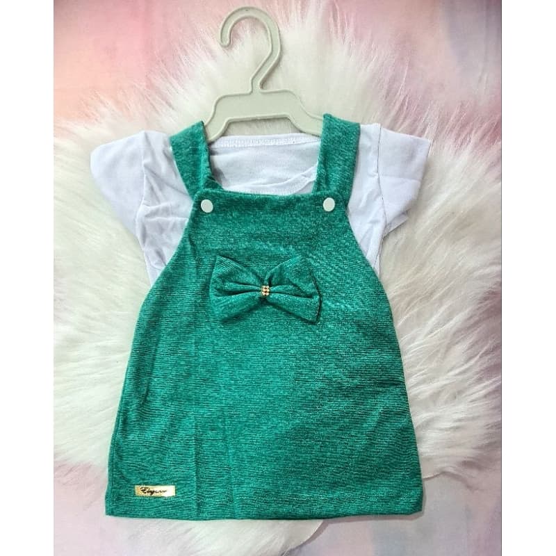 Vestido Bebê Baby Menina Jardineira Saia