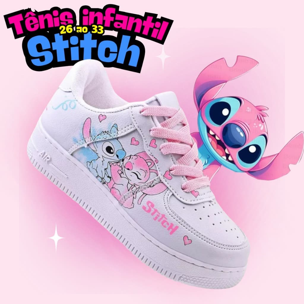 Tênis Infantil Menina Stitch Escolar Leve Confortável e Estiloso