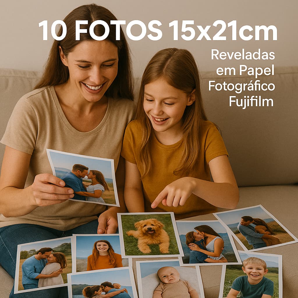 10 fotos 15x21cm Reveladas em Papel Fotográfico Fujifilm Frete Grátis - Envio Rápido