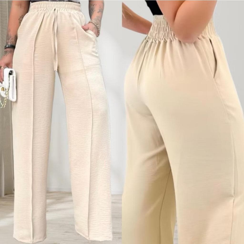 Calça Pantalona Feminina Tecido Duna