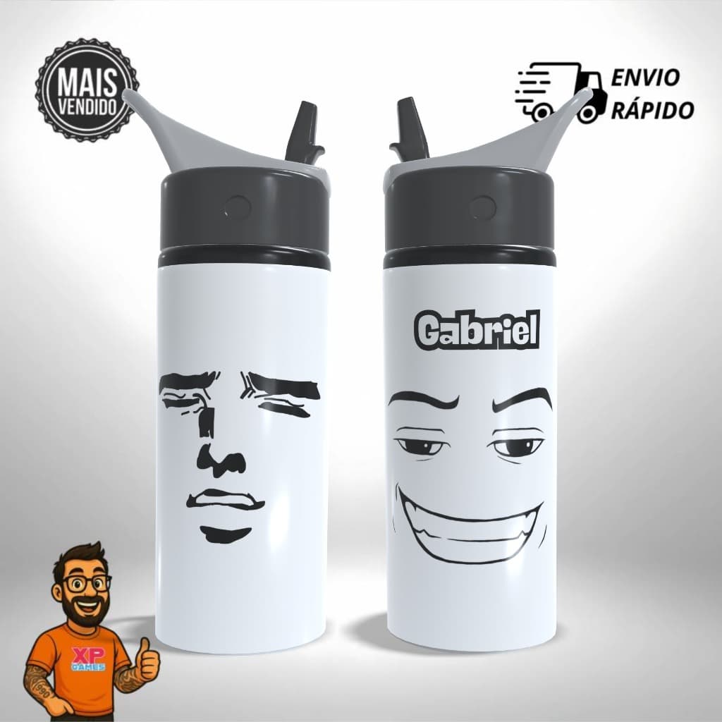 Garrafa Squeeze Personalizado Infantil Escolar Roblox Faces Game Anime - Presente Único