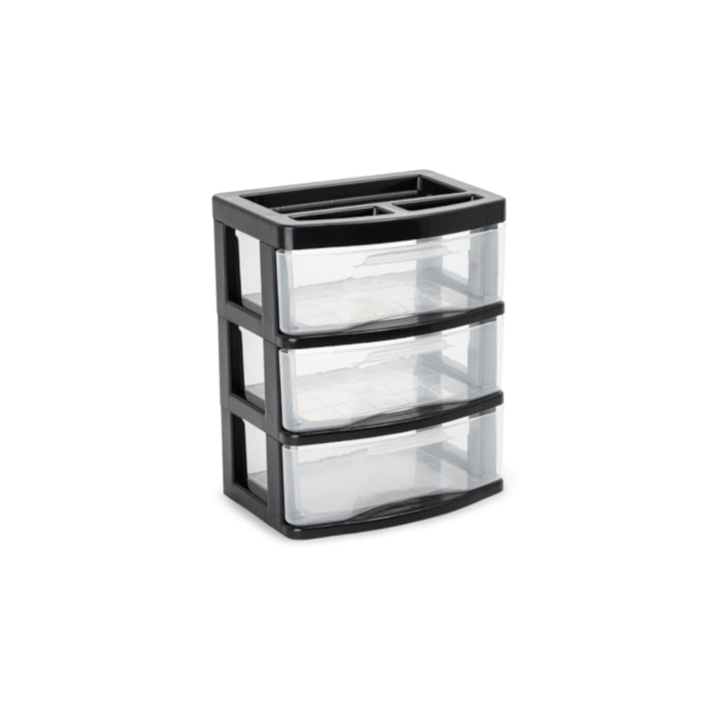 Gaveteiro De Mesa Transparente Pequeno 3 Gavetas Plástico Organizador Multiuso