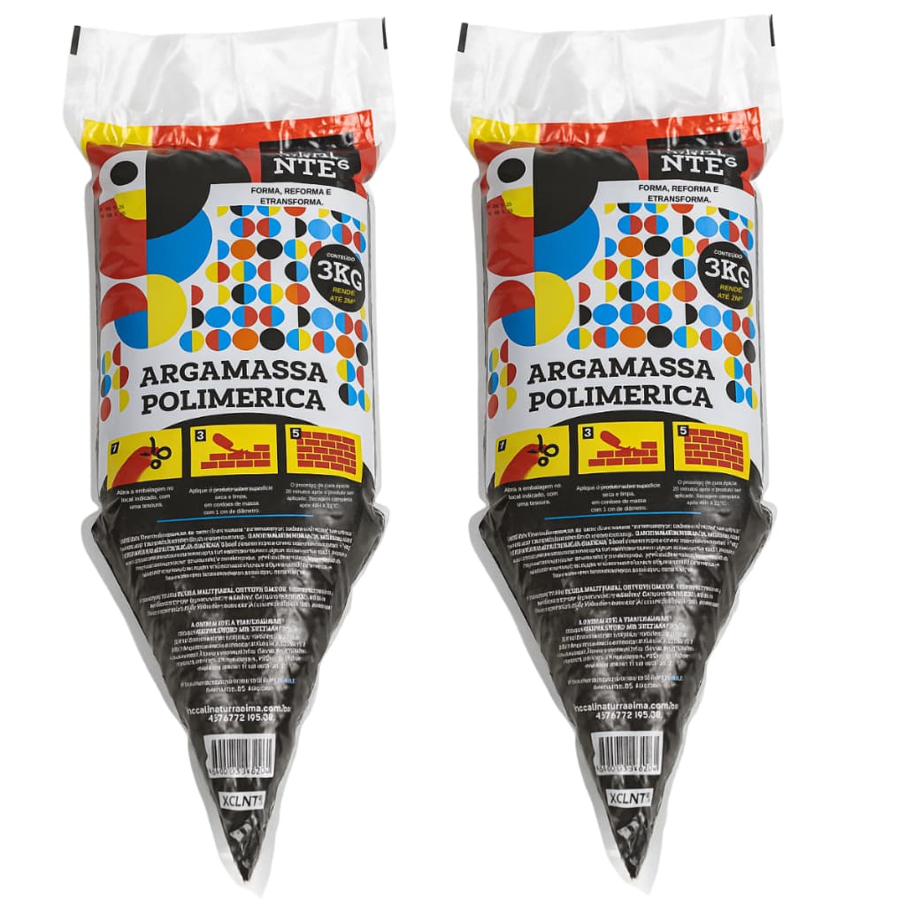 Kit 2 Bisnaga Argamassa Polimérica (Cola Blocos e Tijolos) 3Kg - Assentamento Excellente