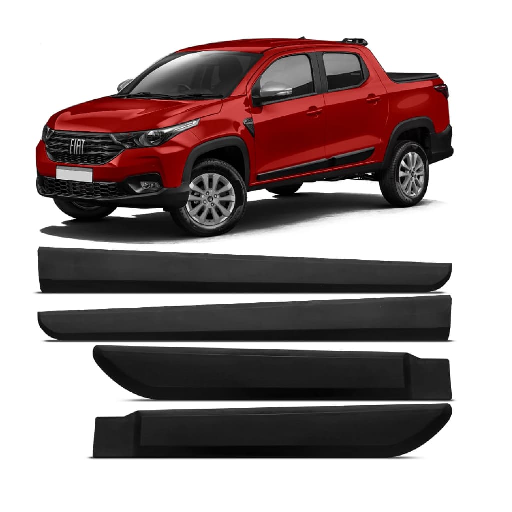 Friso Borrachão Lateral Borracha Nova Strada Cabine Simples 2020 2021 2022 2023 2024 2025 Preto