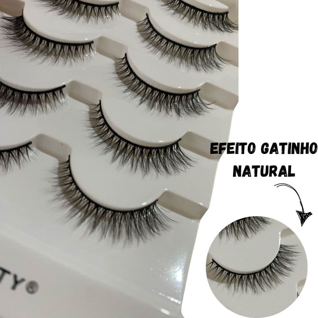5 Pares Cílios Postiços XD-X15 Estilo Gatinho ao Natrural xodo