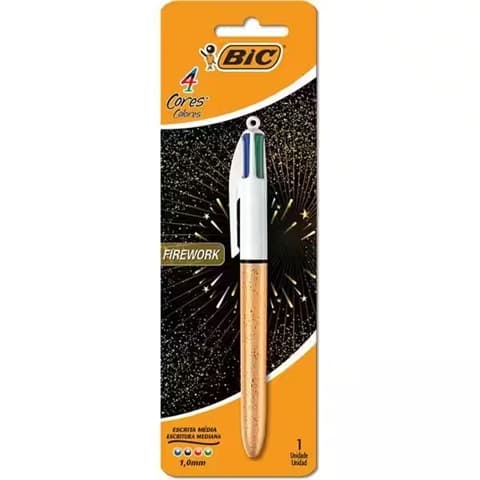 Caneta esferográfica retrátil, 4 cores, Firework, BT 1 UN