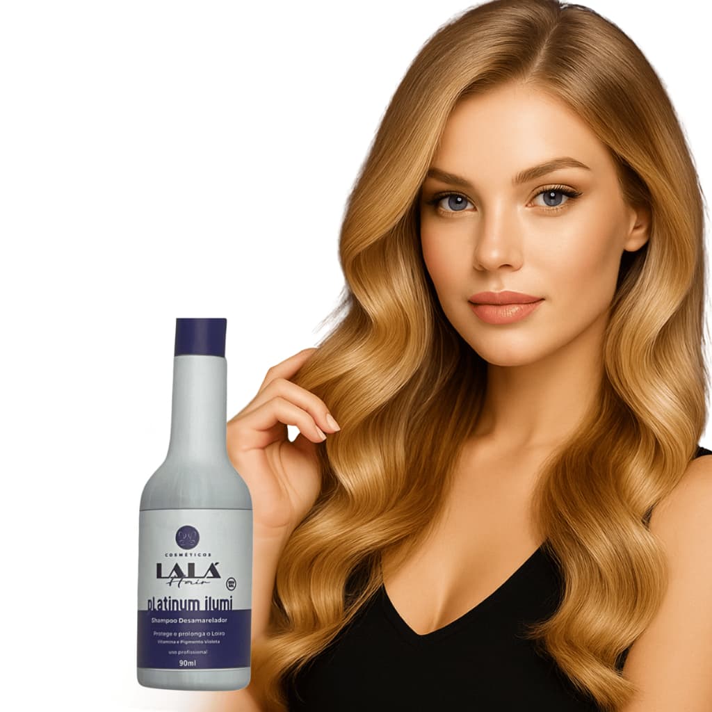 Shampoo Platinum Ilumi Matizador  Desamarelador Rápido Cabelos Loiros, Grisalhos, Descoloridos 90ml