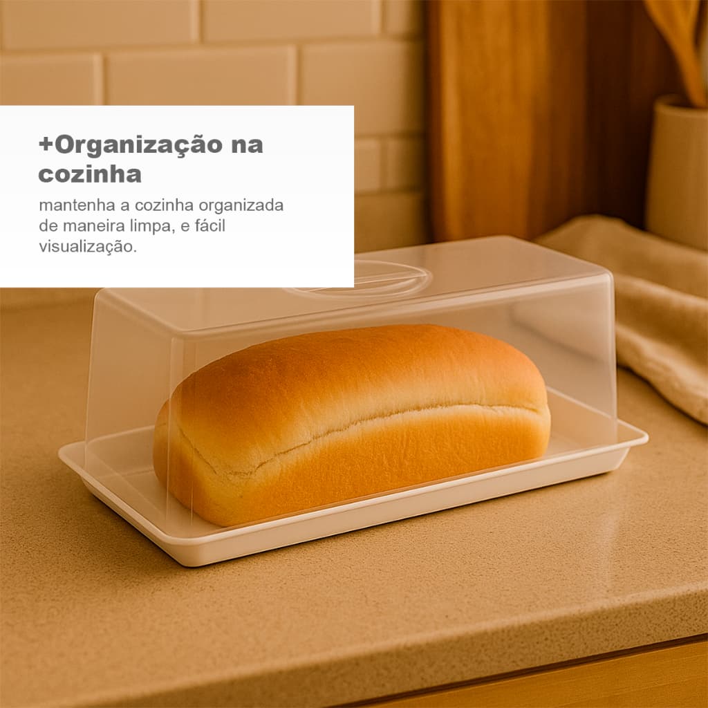 Porta-Pão com Tampa Lisa Conserva Pães Biscoitos e Bolos