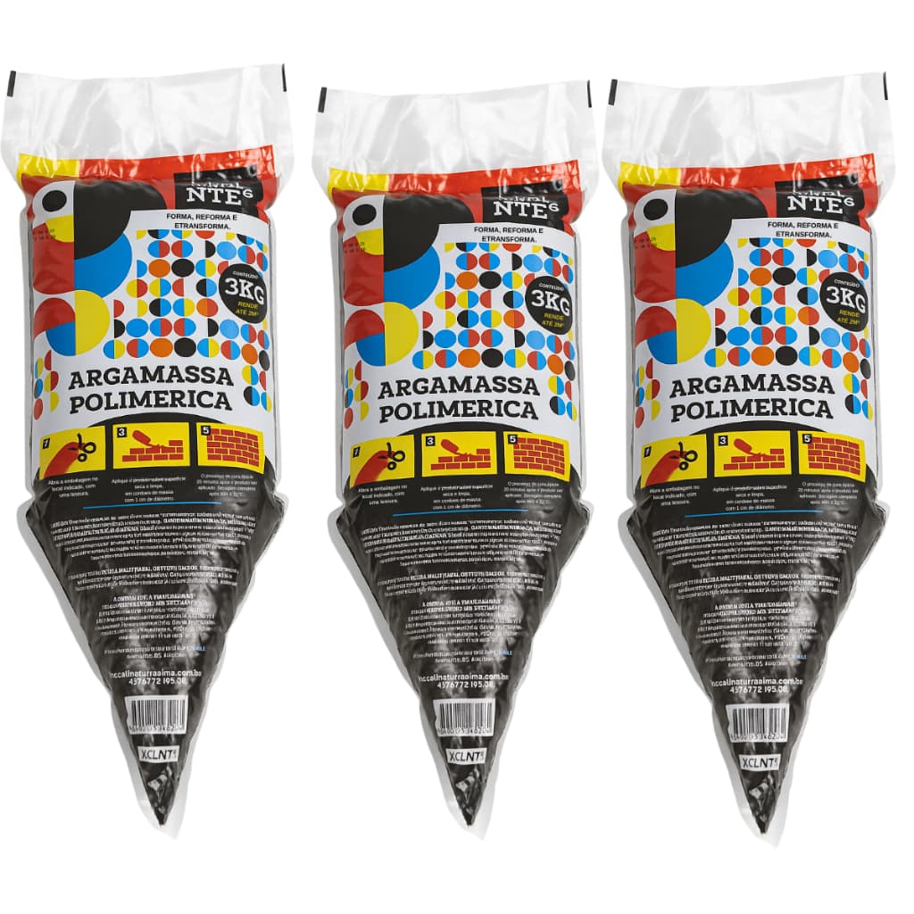 Kit 3 Bisnaga Cola Blocos Argamassa Polimérica 3Kg - Assentamento Excellente
