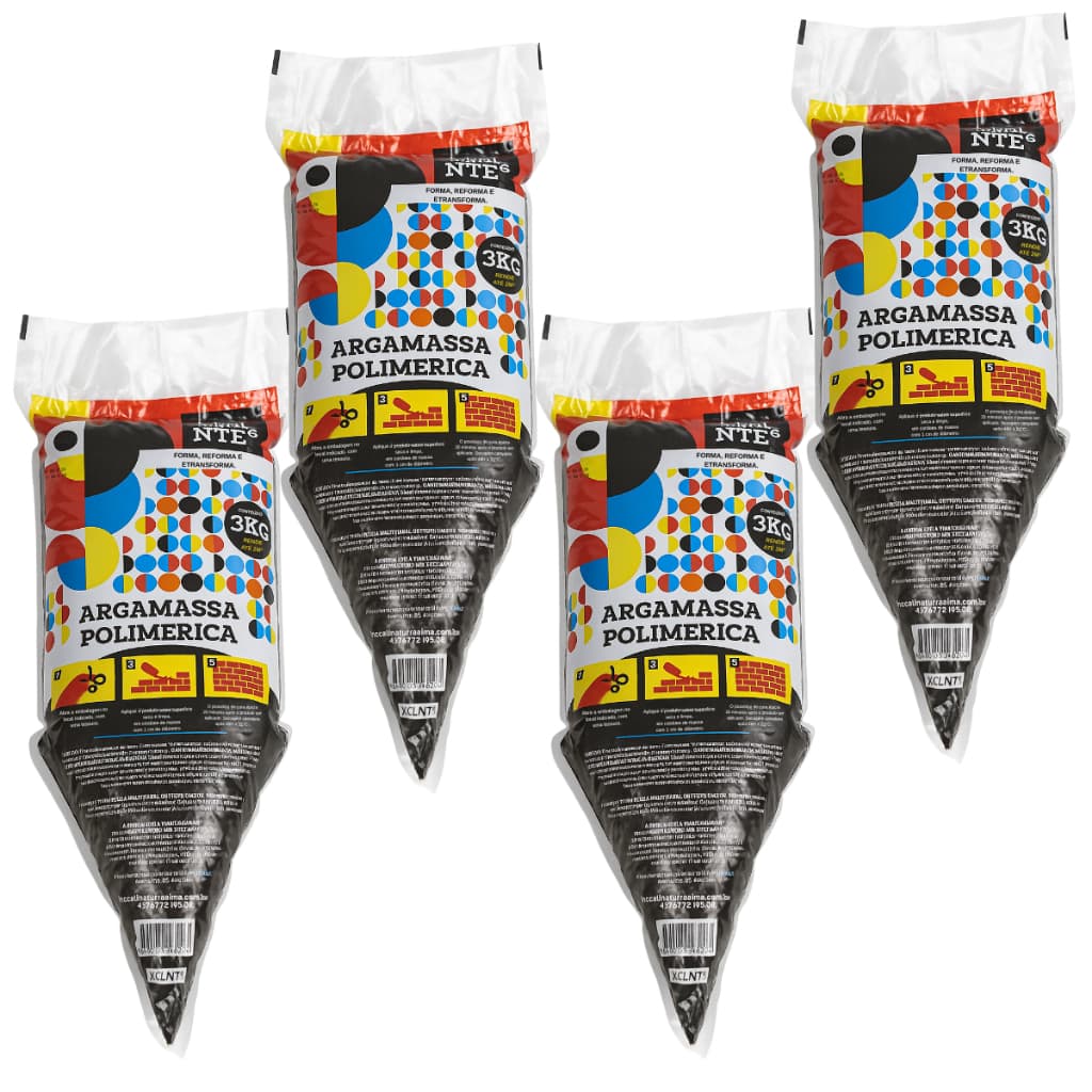 Argamassa Polimérica Kit 4 Bisnaga (Cola Blocos) 3Kg - Assentamento Excellente E Prático