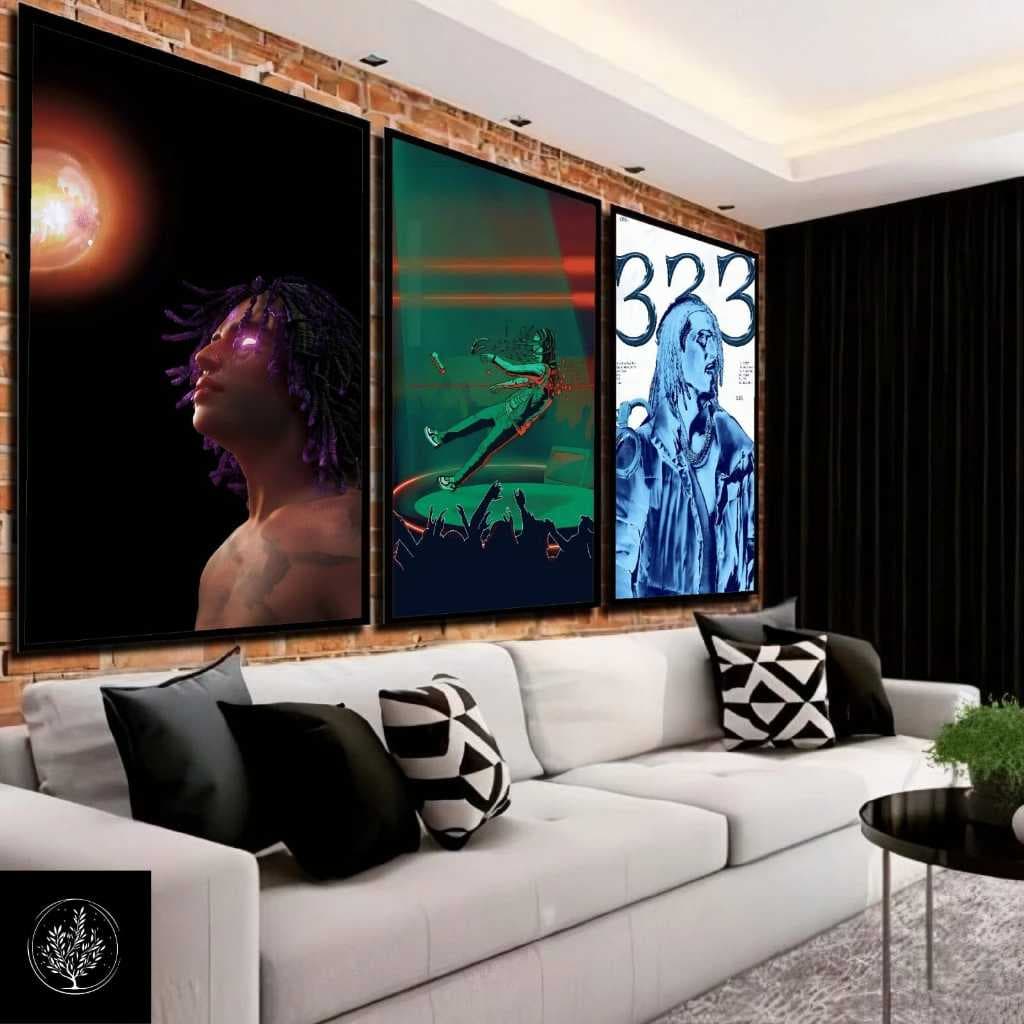KIT QUADROS DECORATIVOS CANTOR MATUE ARTISTA MUSICA 3 PEÇAS DECORAR SALA QUARTO ESCRITORIO