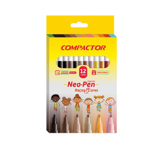 Canetinha Compactor Neo Pen Gigante 12 Cores Tons de Pele Raças e Cores Hidrográfica