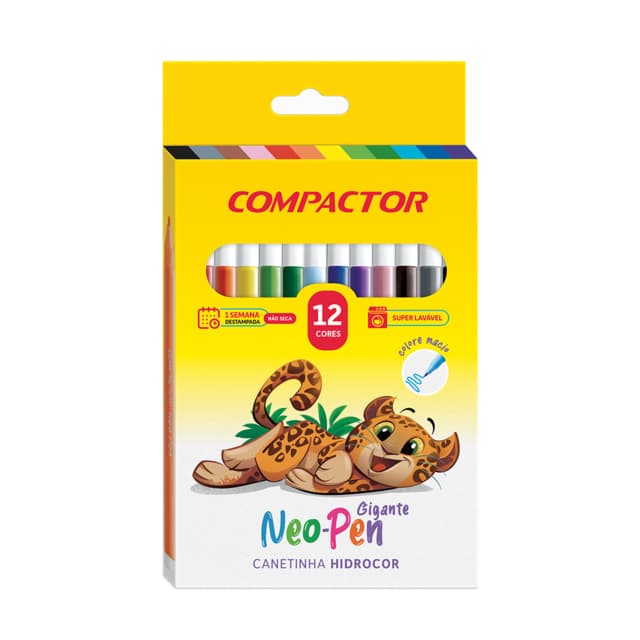 Canetinha Compactor 12 Cores Neo Pen Gigante  Hidrográfica