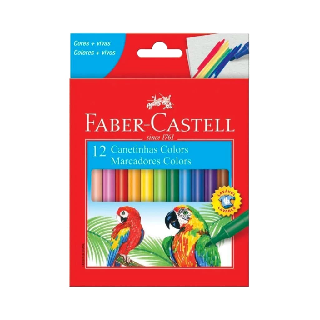 Canetinha Hidrográfica 12 Cores Faber Castell Lacrado