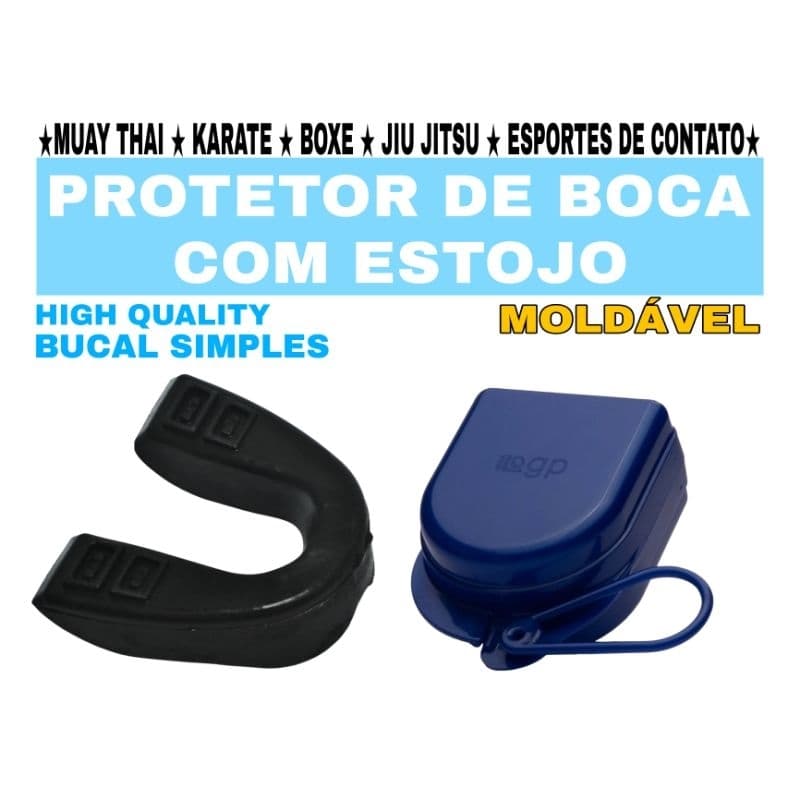PROTETOR DE BOCA SIMPLES COM ESTOJO AZUL - PROTETOR BUCAL SUPERIOR PARA ARTES MARCIAIS