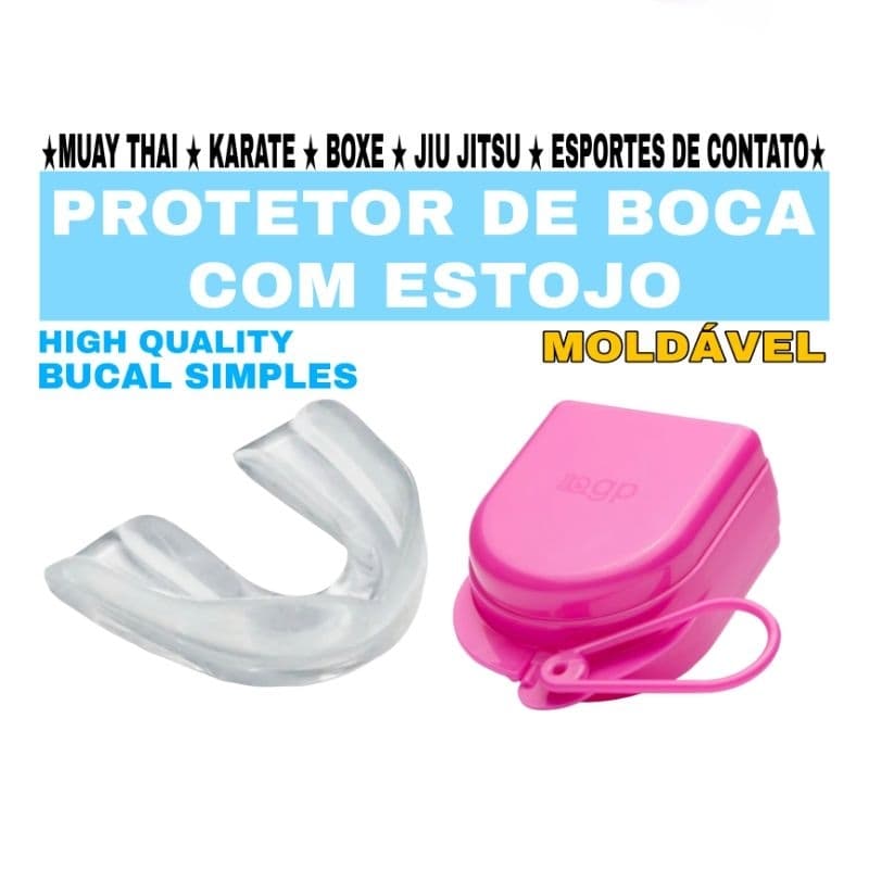PROTETOR DE BOCA SIMPLES MOLDÁVEL com ESTOJO ROSA - PROTETOR BUCAL SUPERIOR COM ESTOJO ROSA