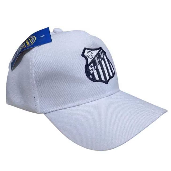 bone de aba curva com bordado de Sants cor branco
