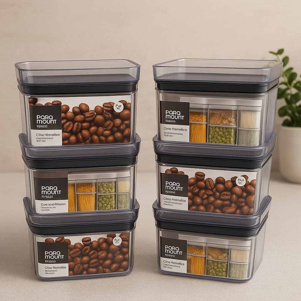 Kit de Potes Herméticos Lumini 480ml – Paramount | Organização e Conservação com Estilo