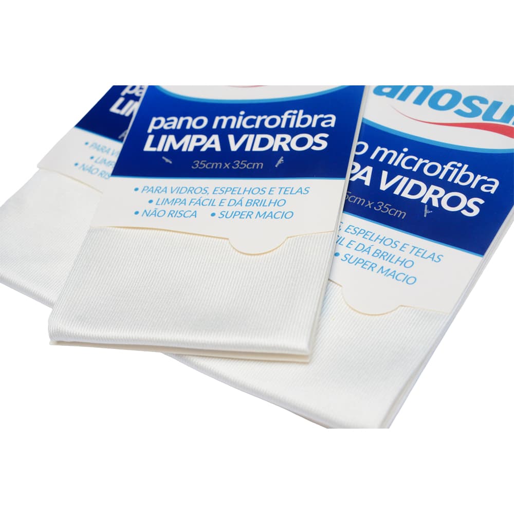 Panosul Panos Microfibra Limpa Vidros 35CM X 35CM Não Risca e Da Brilho Branco