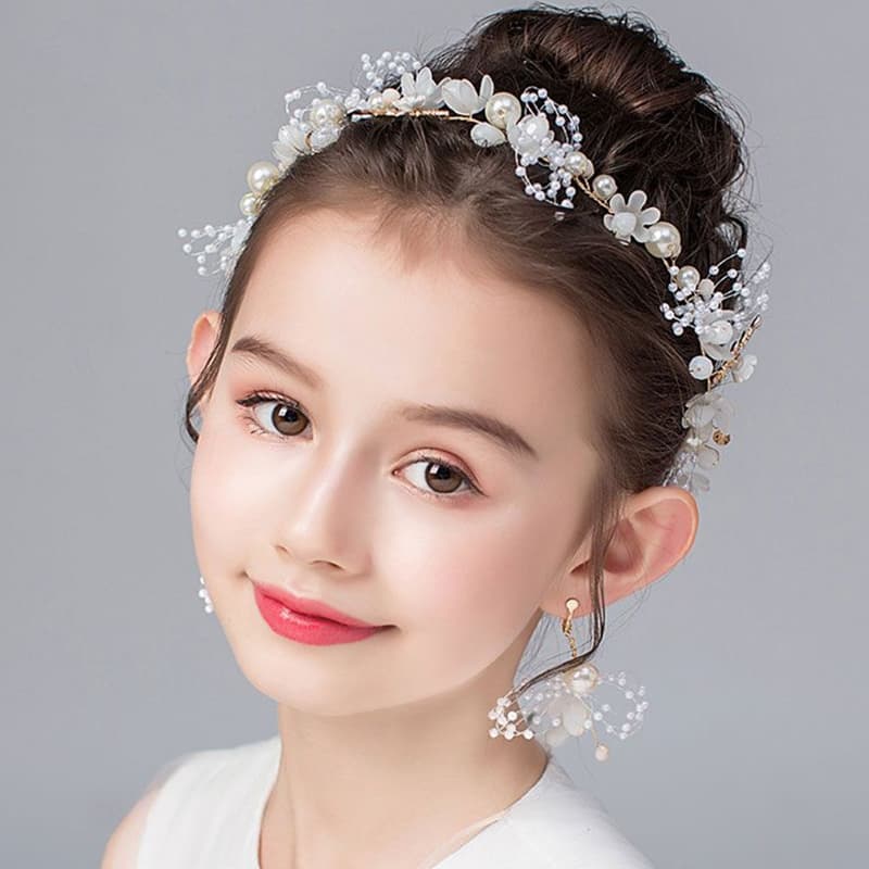 Fita De Pérola Doce Menina Cabeça Renda Fofa Com Contas Coroa Festa De Aniversário Fotografia De Cabelo Tiara Noiva