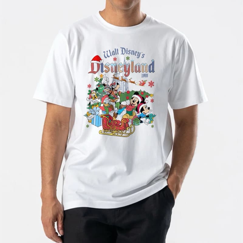 Camiseta Branca Walt Disney Natal Unissex Disneyland Christmas
