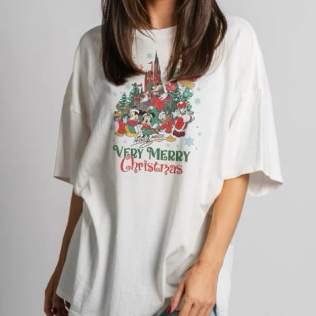 Camiseta Branca Disney Very Merry Christmas Natal Disneyland 100% algodão unissex