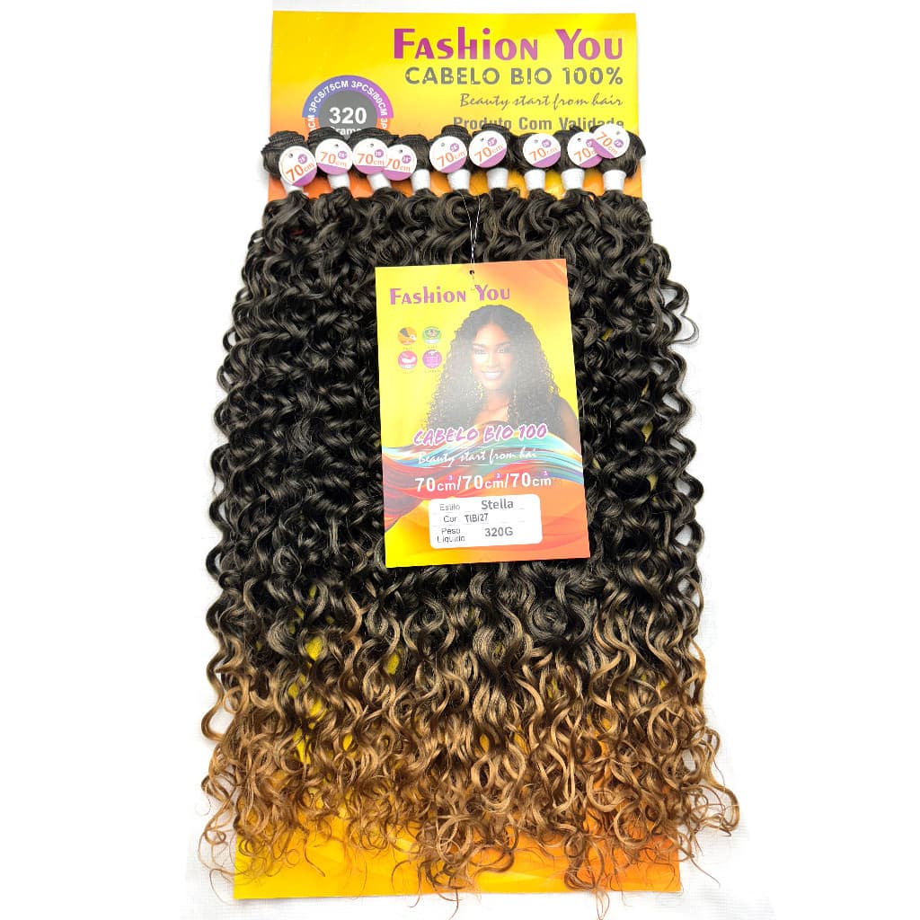 Cabelo Cacheado Bio Fibra Orgânico Similar Humano 320g 70cm sem brilho Fashion You Stella