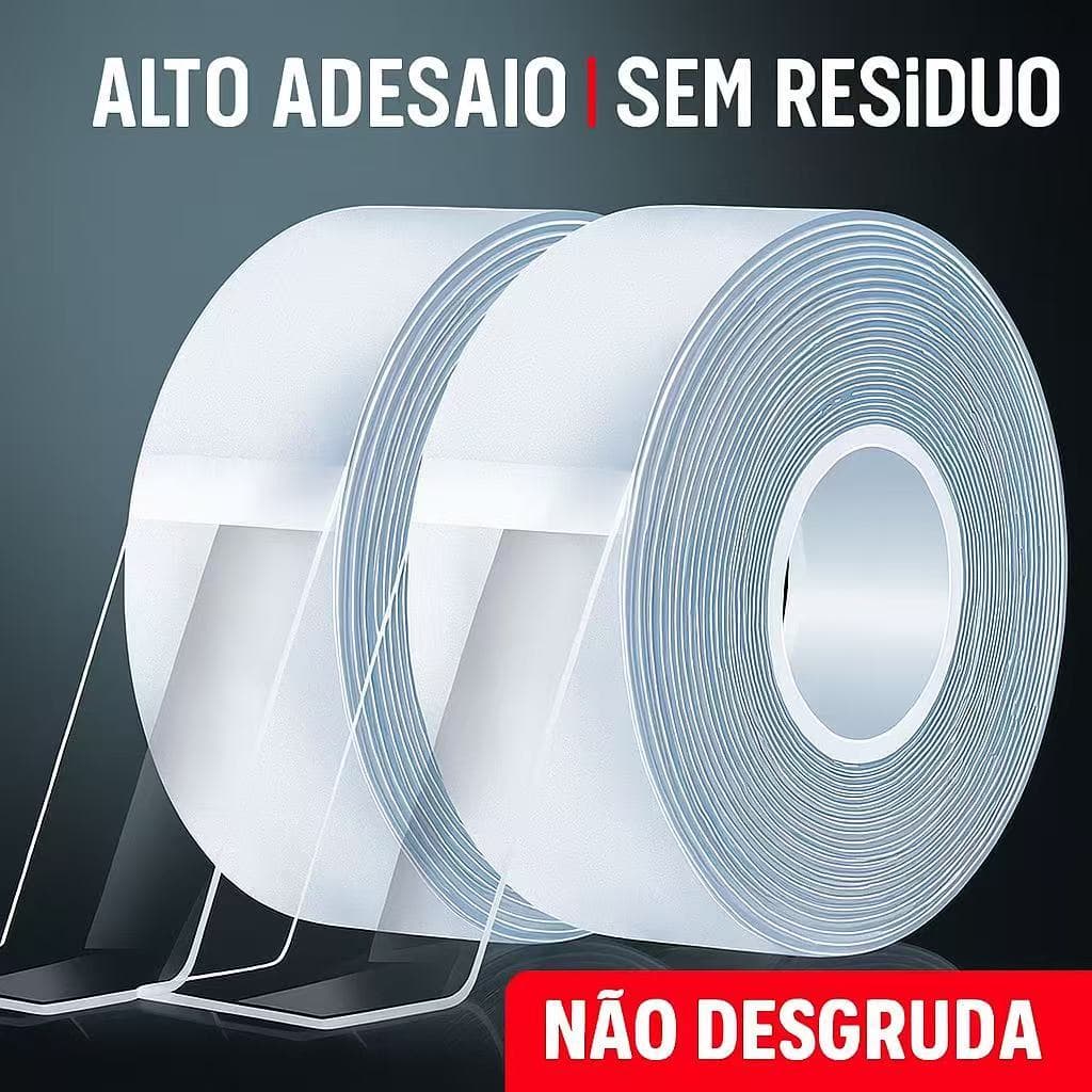 Fita Dupla Face 3M - Dupla Face Para Parede - Fita Adesiva VHB Fixa Extra Forte Transparente 5 Metros