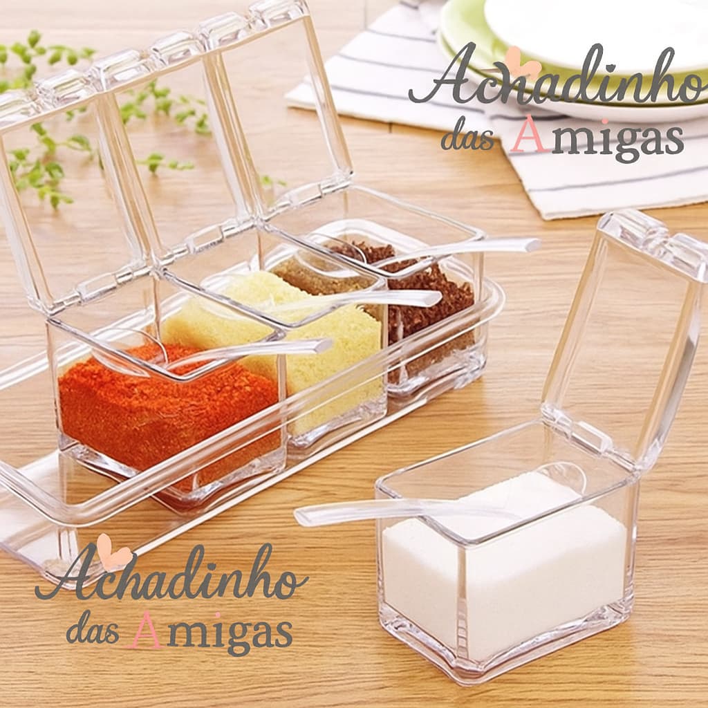 4 Porta Temperos Condimentos Acrílico Organizadores