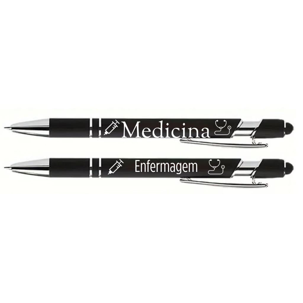 kit 2 Canetas Touch  Metal Personalizadas A Laser Nome Logo Marca Celular Sua Assinatura
