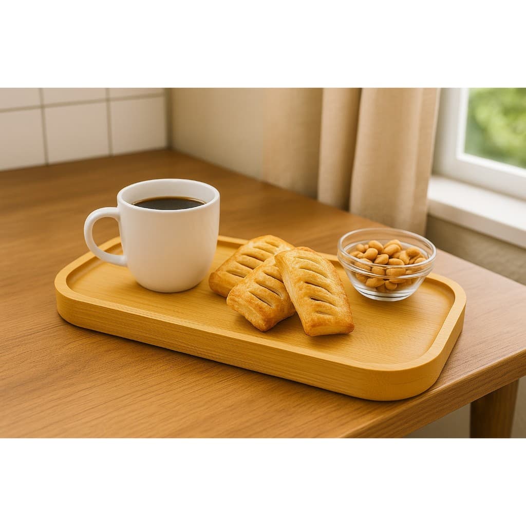 Bandeja Bambu Retangular 32x14cm Multiuso Para Café Lavabo Decoração Tuut