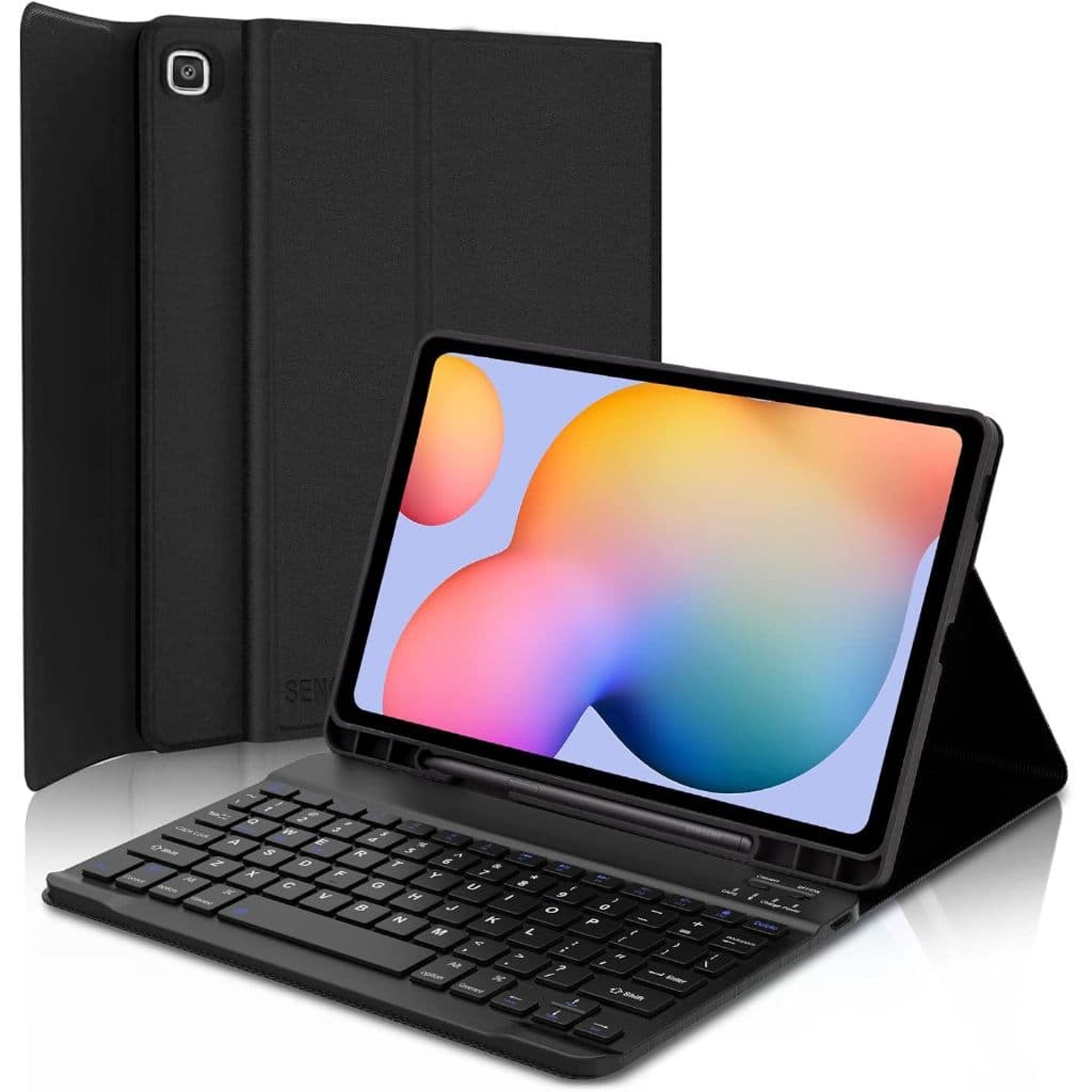 Capa com suporte + teclado magnético removível ABNT2 para Samsung S6 lite/A9 Plus/A9/A8/A7/S7/S8/S9/S9FE/S10FE/S9+/S10+