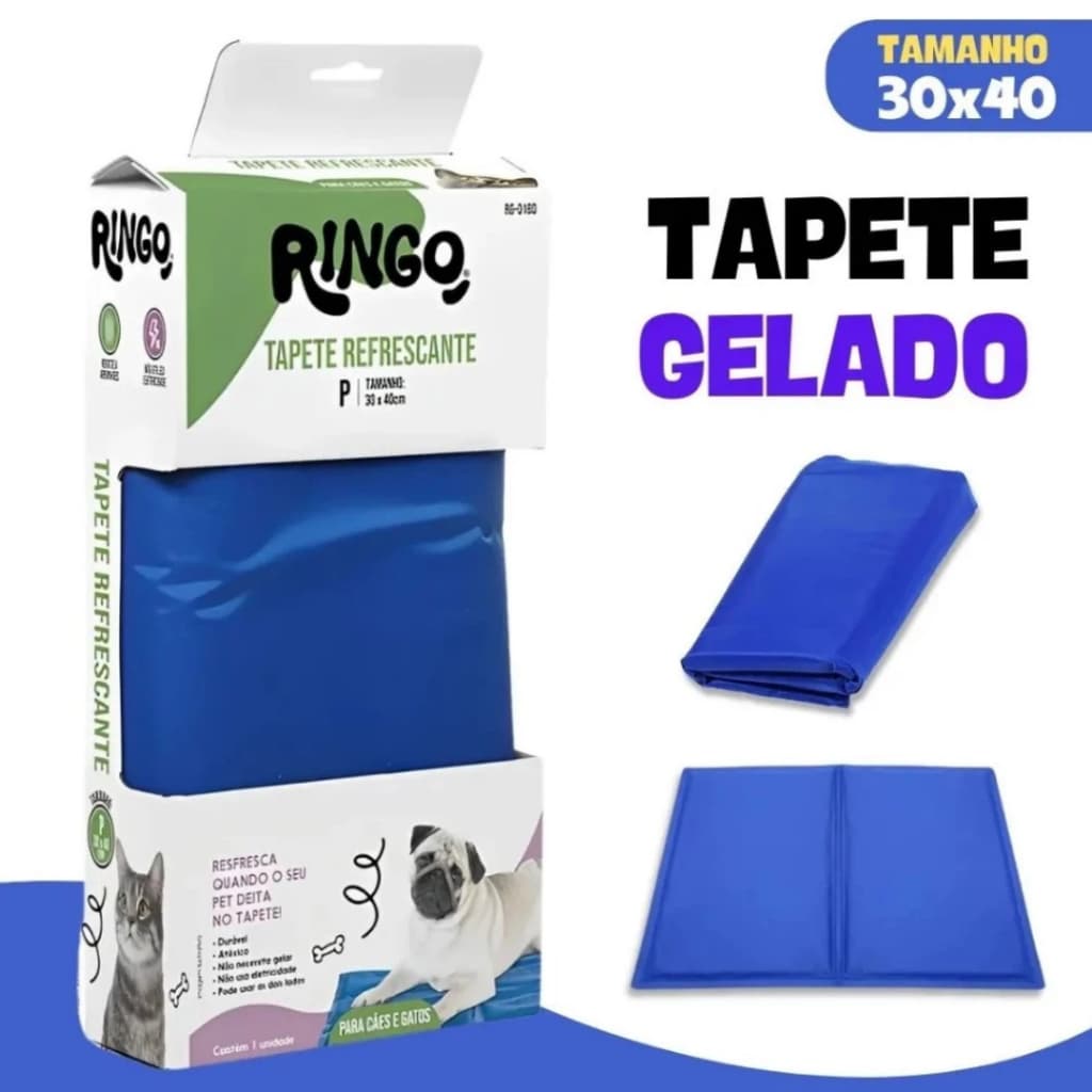 Tapete Gelado Refrescante para Cachorro Pet Ringo Azul TAM P