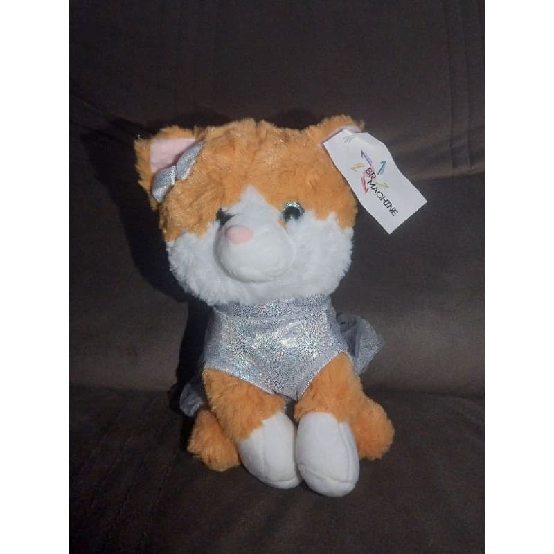 Brinquedo Pelúcia Gata com vestido e laço BR Machine Grua Premium