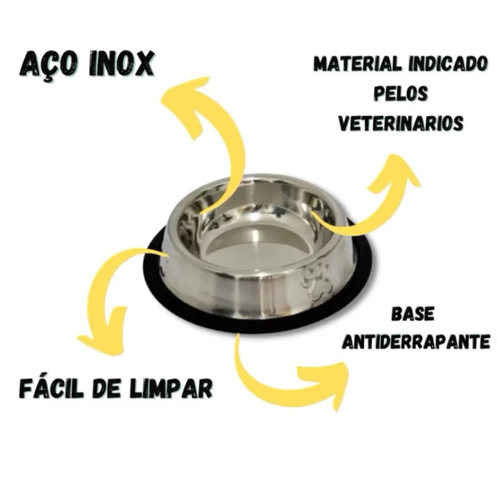 Comedouro e Bebedouro inox Para Cães E Gatos - antiderrapante