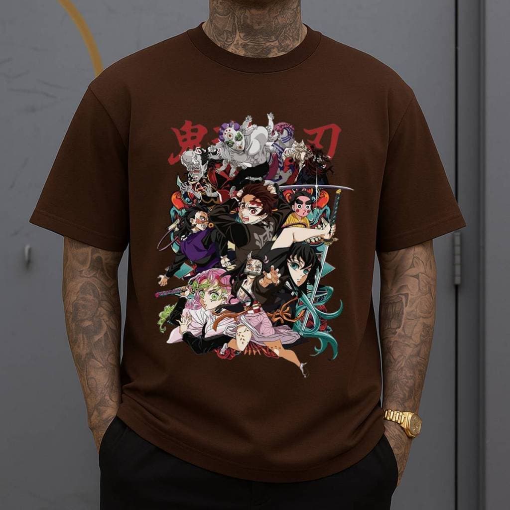Camiseta Masculina Streetwear 100% Algodão Estampada Demon Slayer Camisa Unissex Premium
