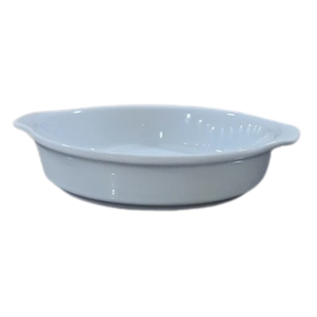 Travessa Refratária Redonda com alças - Porcelana Off White -  (AxL) 4CM x 18CM,vai ao forno e micro ondas