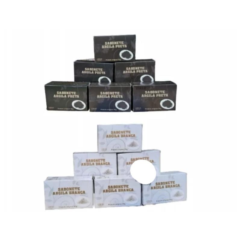 kit Sabonetes 6 Argila Preta + 6 Argila Branca