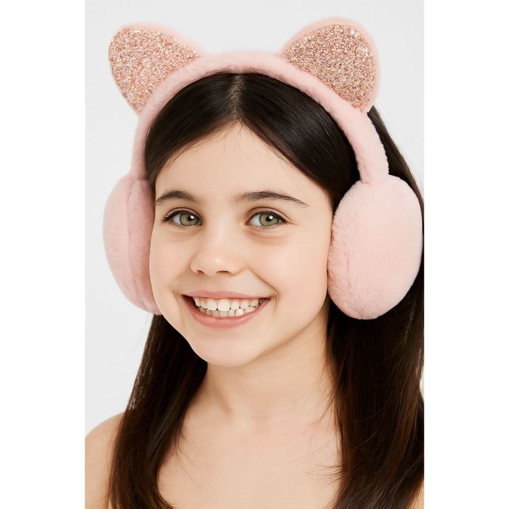 Protetor Aquecedor De Orelha Infantil Pelúcia Macia Orelinha Gliter Tiara