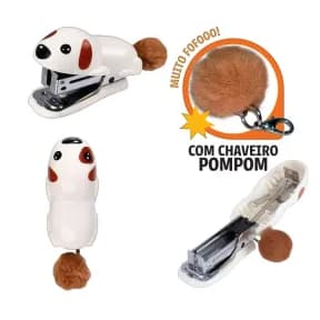 Grampeador Dog C/ Pompom para 15 Folhas