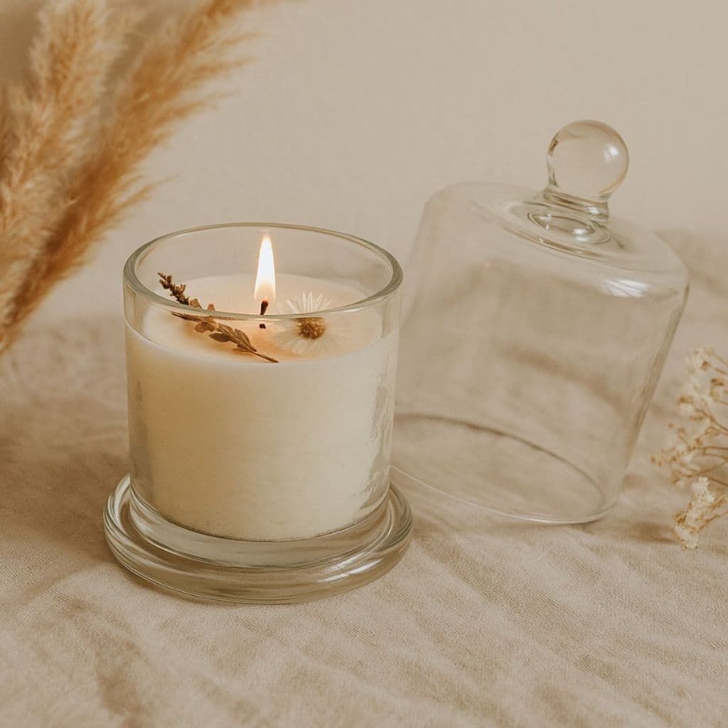 Porta Vela de Vidro com Cúpula Transparente 210ml Elegante Decorativo e Multiuso